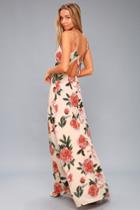 Santiago Blush Pink Floral Print Backless Maxi Dress | Lulus
