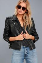 Lulus | Ride Your Heart Out Black Vegan Leather Moto Jacket | Size Large | Vegan Friendly