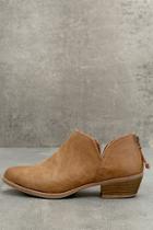 Qupid Stands Apart Camel Ankle Booties