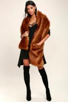 Lulus Get The Luxe Brown Faux Fur Stole