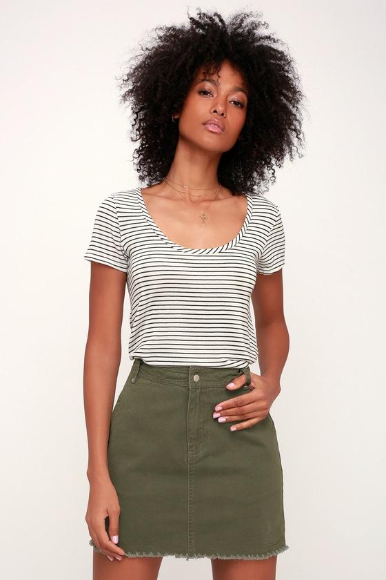 State Fair Olive Green Denim Mini Skirt | Lulus
