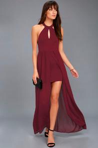 Lulus My Beloved Burgundy Lace Maxi Dress