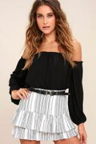 Lulus Meet Me In The Hamptons Black And White Striped Mini Skirt