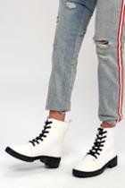 Qupid Effy White Lace-up Combat High Heel Boots | Lulus