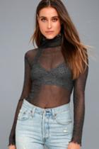 Free People Pop It Sheer Black And Silver Long Sleeve Top | Lulus