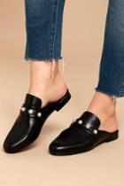 Steve Madden | Kandi-p Black Leather Loafer Slides | Size 6 | Lulus