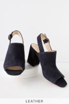 Sole Society Juniah Midnight Black Suede Leather Slingback Peep-toe Mules | Lulus