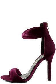 So Me Impress Me Wine Velvet Ankle Strap Heels