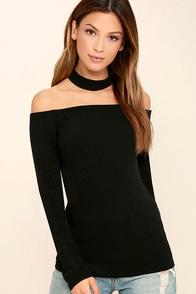Do & Be Melt My Heart Black Off-the-shoulder Top