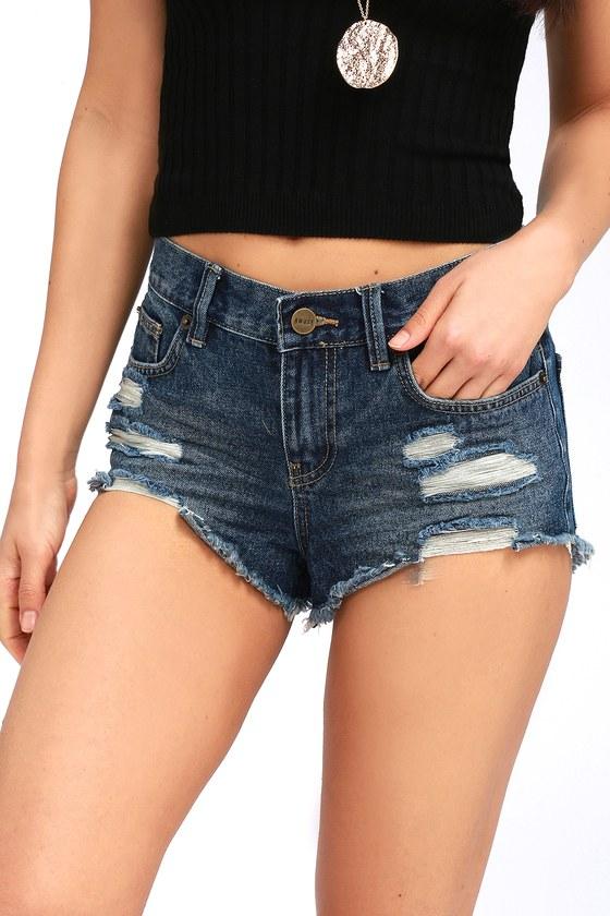 Amuse Society On The Run Medium Wash Distressed Denim Shorts | Lulus