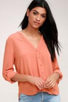 Rush Hour Coral Pink Button-up Top | Lulus