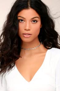 Lulus All Star Silver Choker Necklace