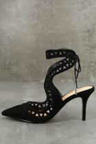 Daya By Zendaya Sutter Black Suede Cutout Heels