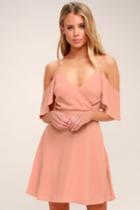 Candlelight Bistro Blush Pink Off-the-shoulder Skater Dress | Lulus
