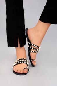 Machi Evelyn Black Pearl Slide Sandals