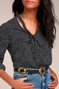 Lulus Wild Wanderer Black And Gold Concho Belt
