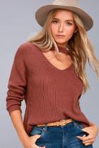 Lost + Wander | Madison Washed Mauve Cutout Sweater | Size Small/medium | Pink | Lulus
