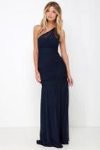 Dfi Chariot Races Navy Blue One Shoulder Maxi Dress