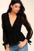 Lulus Mutual Attraction Black Long Sleeve Top