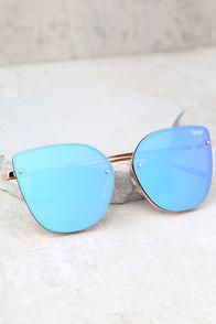 Quay Lexi Purple And Gold Mirrored Cat-eye Sunglasses