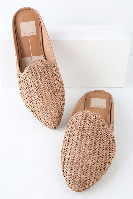 Dolce Vita Grant Natural Raffia Woven Loafer Slides | Lulus