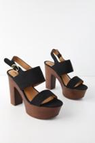 Qupid Zorana Black Nubuck Platform Sandal Heels | Lulus