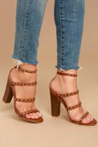 Liliana Maia Cognac Studded Ankle Strap Heels