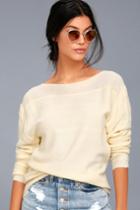 Evidnt | Mellow Move Cream Knit Sweater | Size Medium | White | Lulus