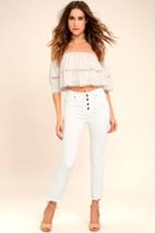 Moon River | Uncharted White Distressed Skinny Jeans | Size Large | Lulus
