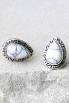 Lulus Confident And Courageous Silver And White Earrings