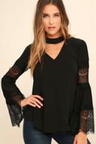 Do & Be | Step And Repeat Black Lace Long Sleeve Top | Size Medium | 100% Polyester | Lulus