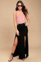 Lulus Come On Over Black Maxi Skirt