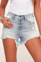 Hidden Jeans Sofie Light Wash Distressed Denim High-waisted Mom Shorts | Lulus