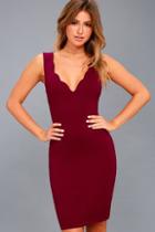 Lulus Watch For Curves Wine Red Sleeveless Bodycon Dress