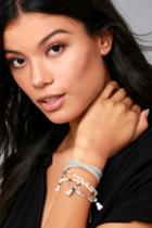 Lulus | Brilliant Dreams Grey Suede Beaded Tassel Bracelet | Vegan Friendly