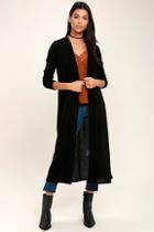 Embrace Rainy Night Black Long Cardigan Sweater
