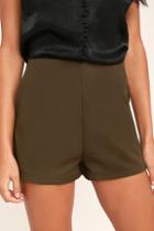 Lulus Always In Love Olive Green High-waisted Shorts