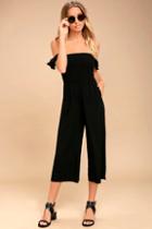 Lulus Willa Black Off-the-shoulder Midi Jumpsuit
