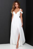 Lulus | Bariano Ocean Of Elegance Ivory Maxi Dress | Size Small | White | 100% Polyester