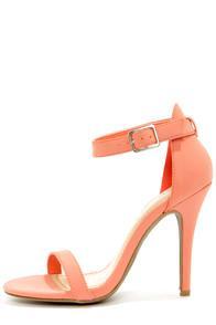 Anne Michelle Enzo 01 Melon Coral Single Strap Heels