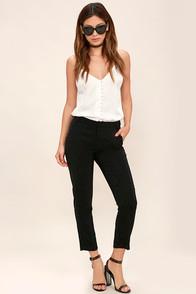 Lulus Seat At The Table Black Trouser Pants