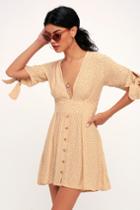 Faithfull The Brand Birgit Beige Polka Dot Mini Dress | Lulus