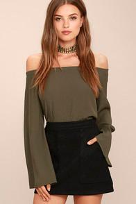 Honey Punch Simply Perf Black Suede Mini Skirt