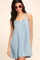 Lulus Rvca Salene Light Blue Chambray Swing Dress