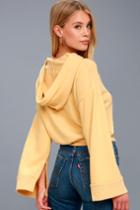 Project Social T Edison Golden Yellow Cropped Hoodie | Lulus