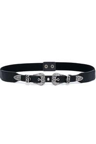Lulus Ride Free Black And Silver Double Buckle Belt