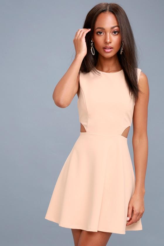 Toast To You Blush Cutout Skater Dress | Lulus