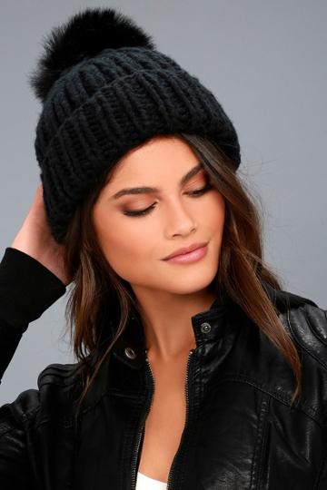 Free People | Happy Trails Black Pom Pom Beanie | Lulus
