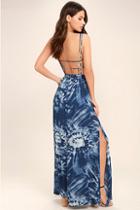 Lulus Live In Harmony Blue Tie-dye Maxi Dress