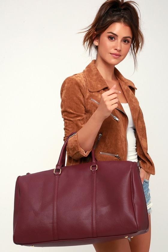 Stay The Night Burgundy Weekender Bag | Lulus